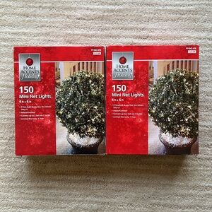 2 Sets of Home Accents Holiday 150 Clear Incandescent Mini Net Lights 4ft x 6 ft
